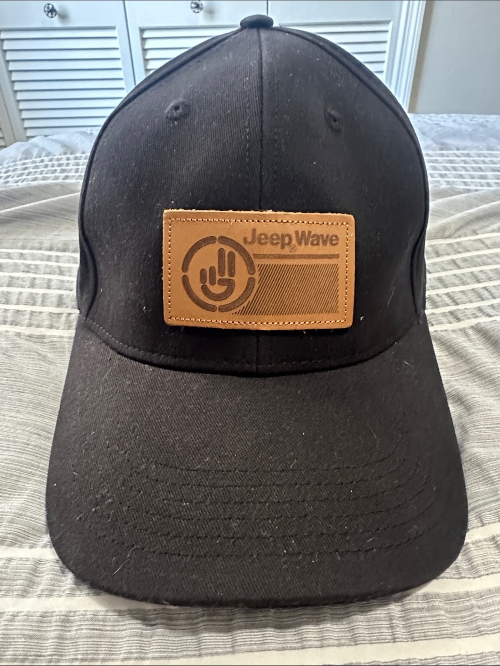 Jeep Black Baseball Cap with Tan Leather Patch